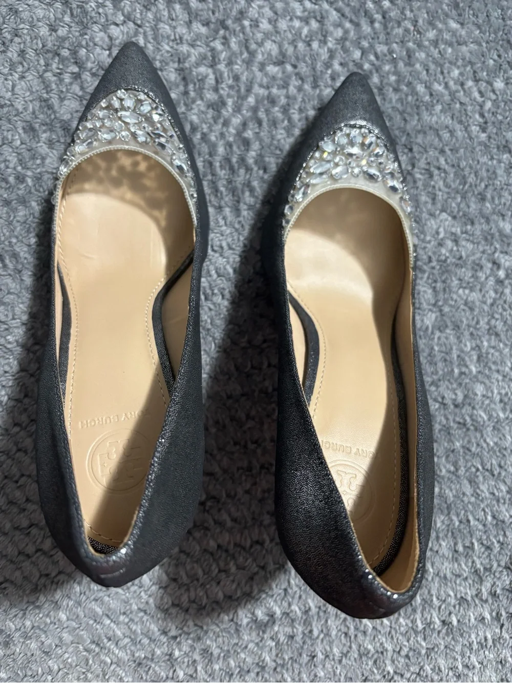 Tory Burch  Delphine Jewel Pointed Crystal-Embellished Pumps 7.5